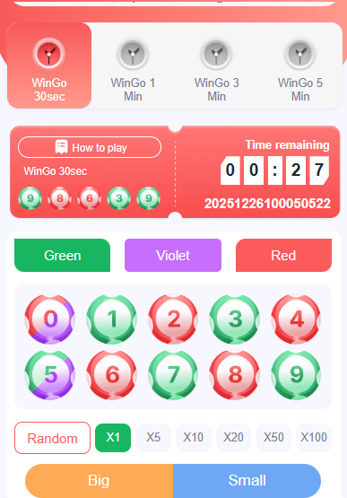 Wingo game interface in BHT Club app